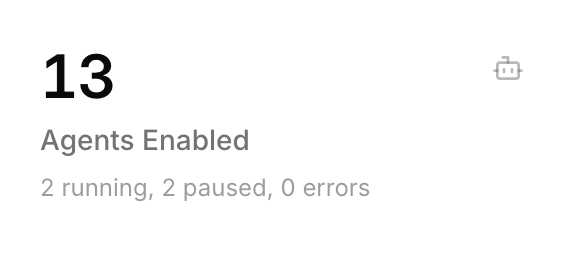 Agent Status panel showing counts by state: active, running, error, and paused